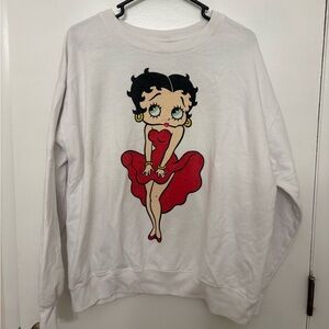 Betty Boop White Character Graphic Crewneck Pullover Sweatshirt Size XXL